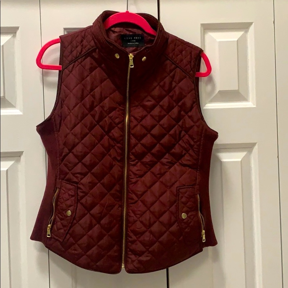 Burgundy Love Tree vest. Size Large